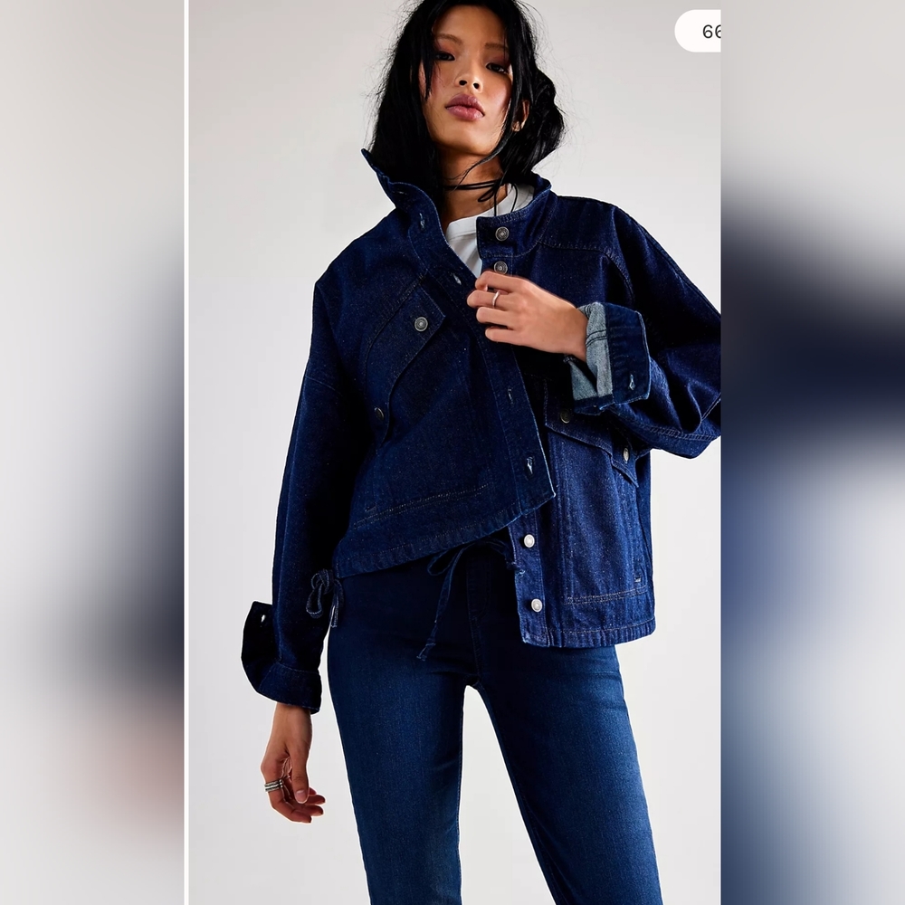We The Free Casey Jean Jacket Denim Womens Indigo Msrp 128.00 XS Medium